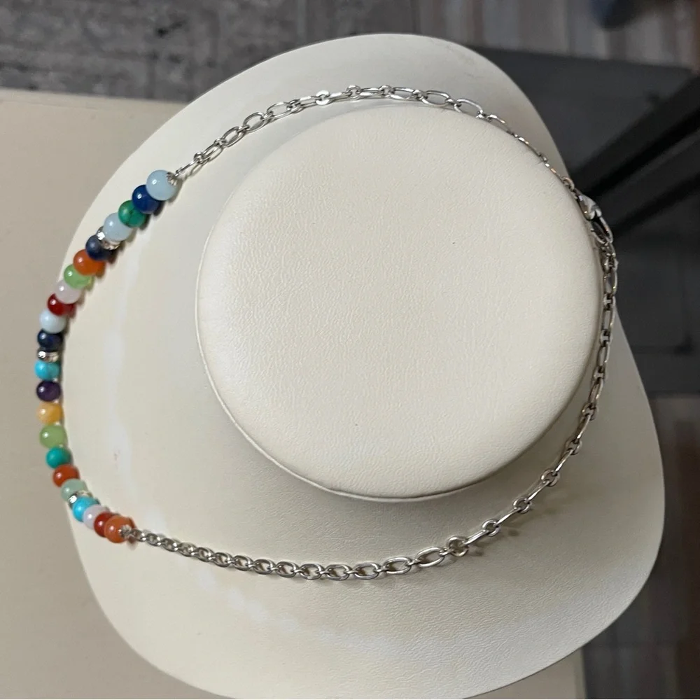 Brighton Contempo Confetti Necklace Length 18" - 22" Colorful semi-precious bead - Picture 4 of 5